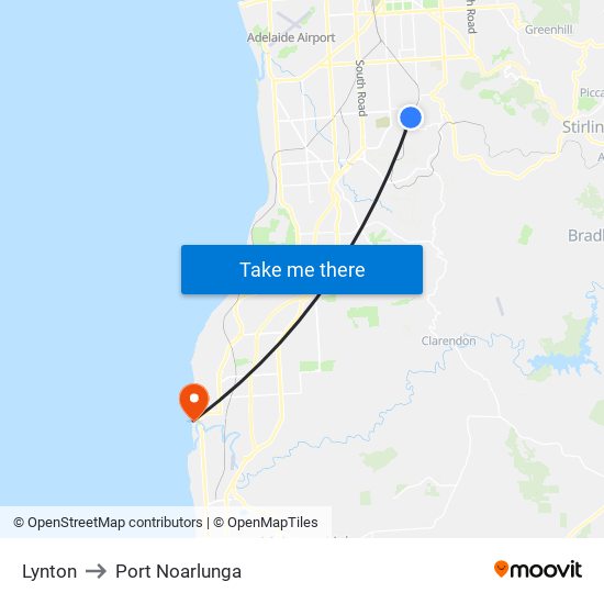 Lynton to Port Noarlunga map