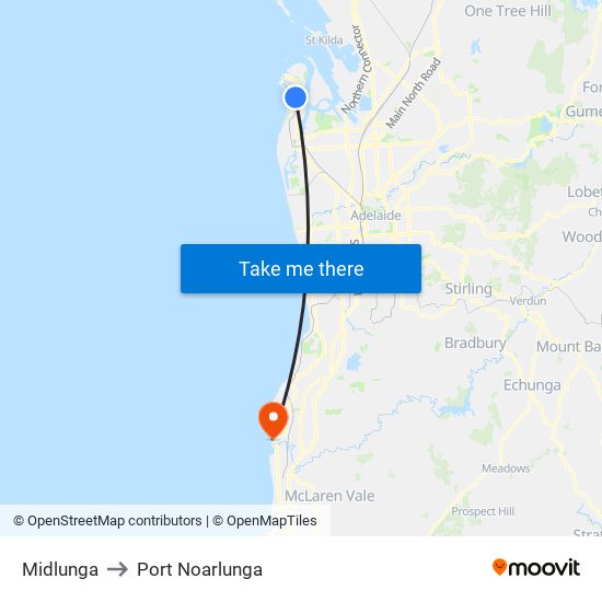 Midlunga to Port Noarlunga map