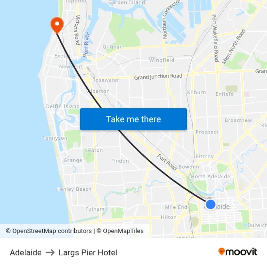 Adelaide to Largs Pier Hotel map