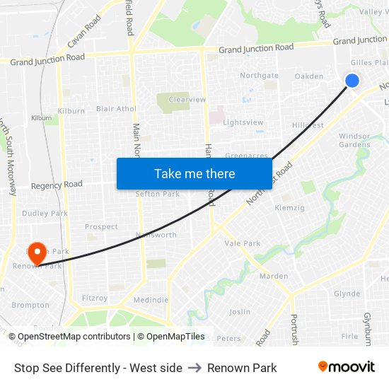 Stop See Differently - West side to Renown Park map