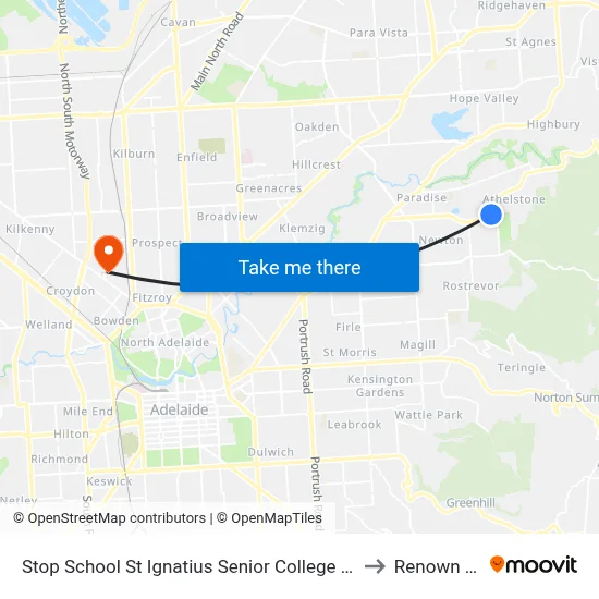 Stop School St Ignatius Senior College Manresa Ct to Renown Park map