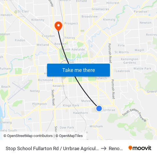 Stop School Fullarton Rd / Urrbrae Agricultural High School - West side to Renown Park map