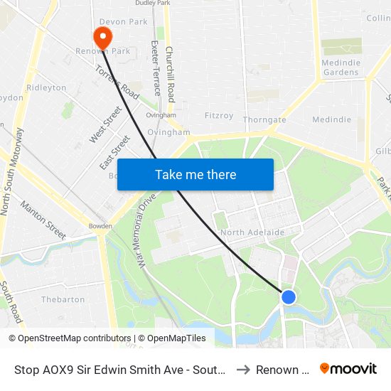 Stop AOX9 Sir Edwin Smith Ave - South East side to Renown Park map