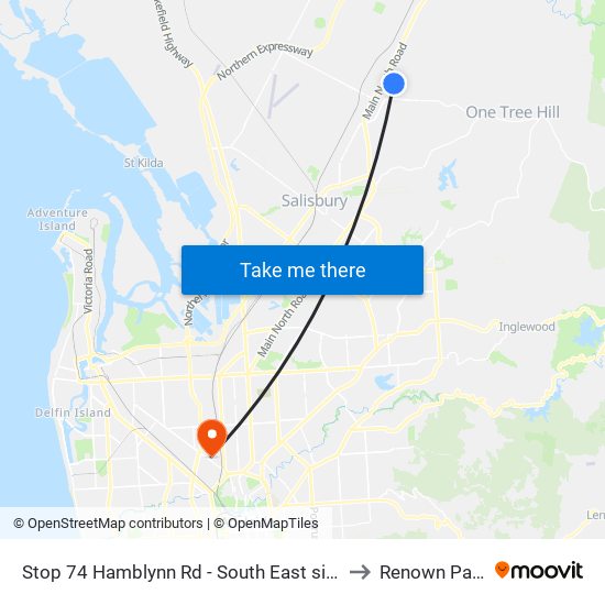 Stop 74 Hamblynn Rd - South East side to Renown Park map