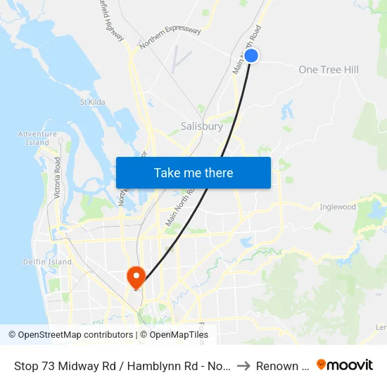 Stop 73 Midway Rd / Hamblynn Rd - North East side to Renown Park map