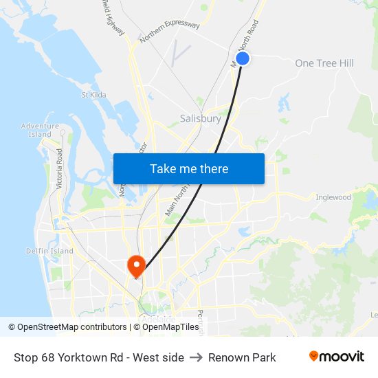 Stop 68 Yorktown Rd - West side to Renown Park map