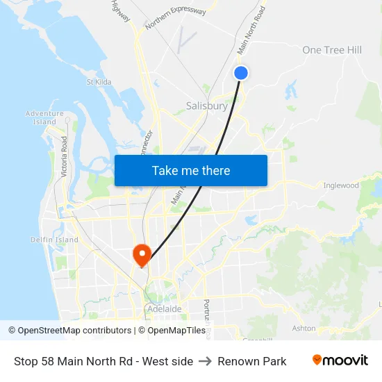 Stop 58 Main North Rd - West side to Renown Park map