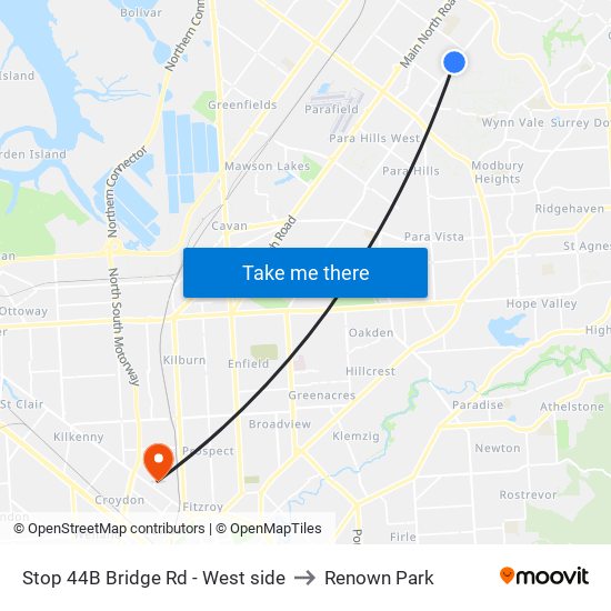 Stop 44B Bridge Rd - West side to Renown Park map