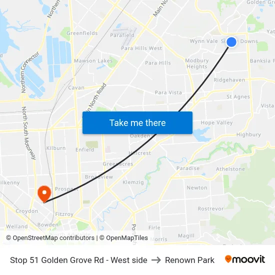 Stop 51 Golden Grove Rd - West side to Renown Park map