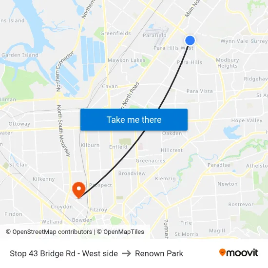 Stop 43 Bridge Rd - West side to Renown Park map