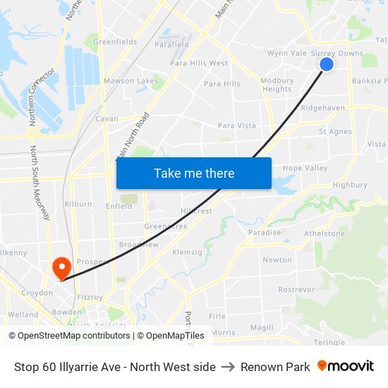 Stop 60 Illyarrie Ave - North West side to Renown Park map