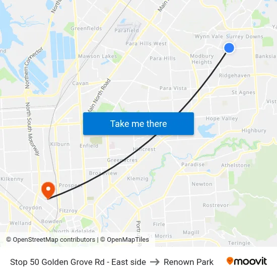 Stop 50 Golden Grove Rd - East side to Renown Park map
