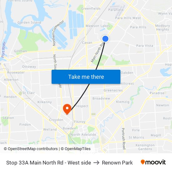 Stop 33A Main North Rd - West side to Renown Park map