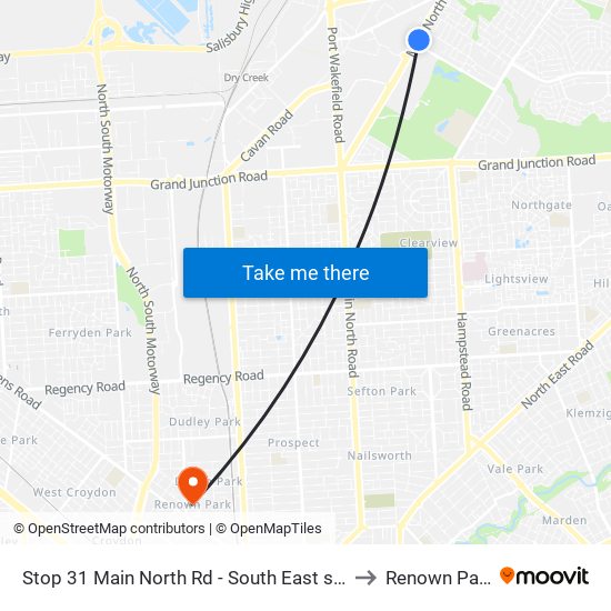 Stop 31 Main North Rd - South East side to Renown Park map