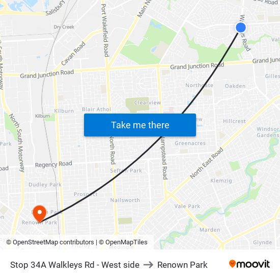 Stop 34A Walkleys Rd - West side to Renown Park map