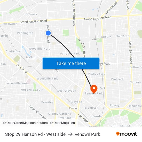 Stop 29 Hanson Rd - West side to Renown Park map