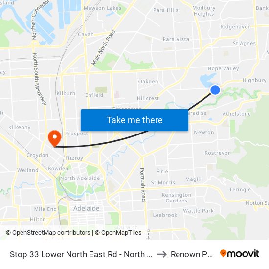 Stop 33 Lower North East Rd - North side to Renown Park map