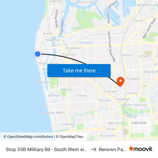 Stop 35B Military Rd - South West side to Renown Park map