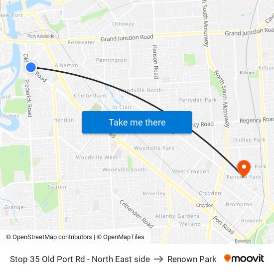 Stop 35 Old Port Rd - North East side to Renown Park map