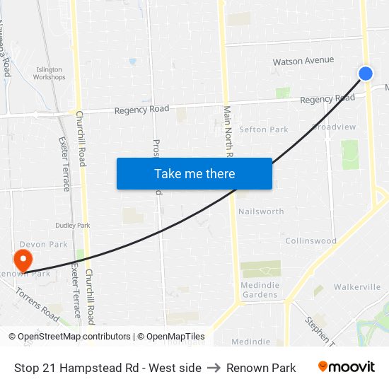 Stop 21 Hampstead Rd - West side to Renown Park map