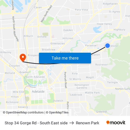 Stop 34 Gorge Rd - South East side to Renown Park map