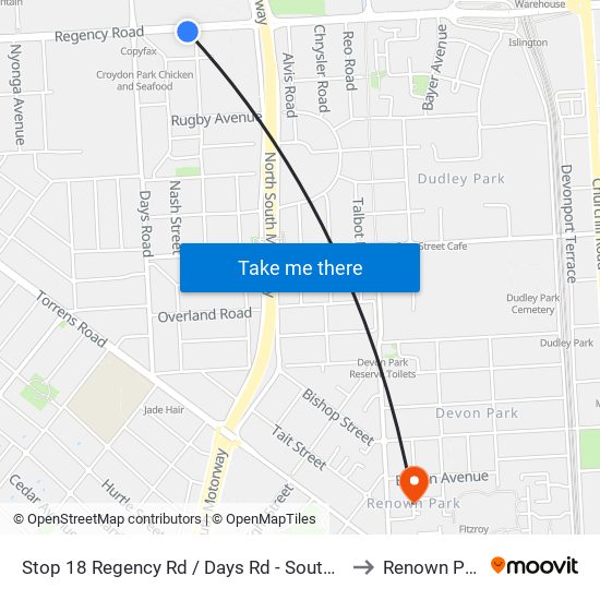 Stop 18 Regency Rd / Days Rd - South side to Renown Park map