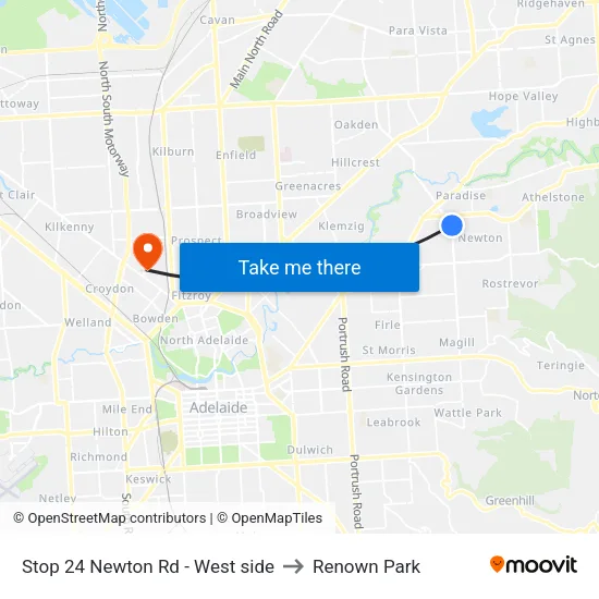 Stop 24 Newton Rd - West side to Renown Park map