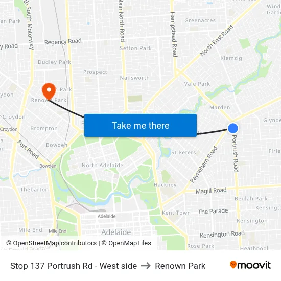 Stop 137 Portrush Rd - West side to Renown Park map