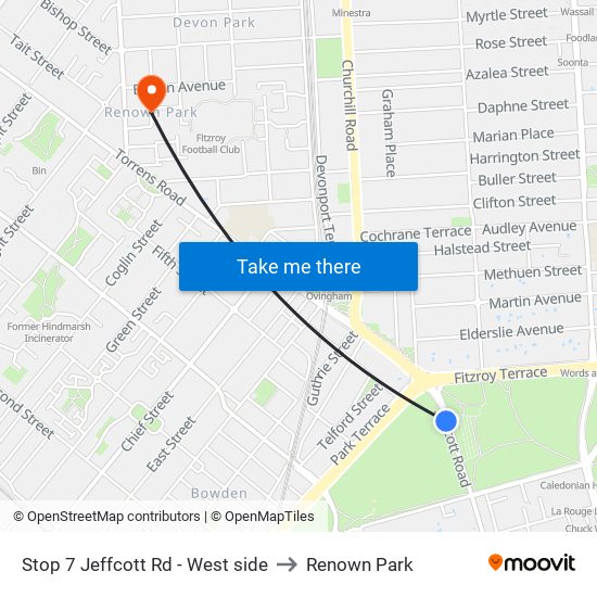 Stop 7 Jeffcott Rd - West side to Renown Park map