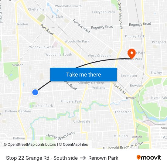 Stop 22 Grange Rd - South side to Renown Park map