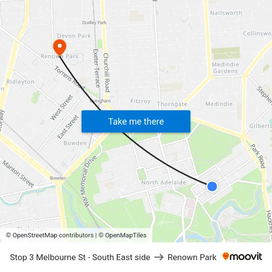 Stop 3 Melbourne St - South East side to Renown Park map