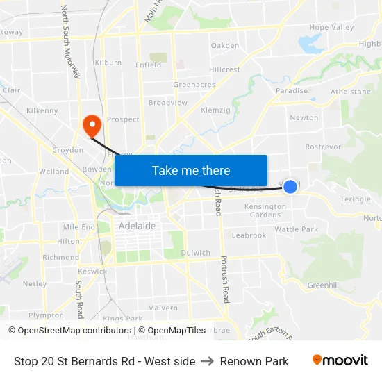 Stop 20 St Bernards Rd - West side to Renown Park map