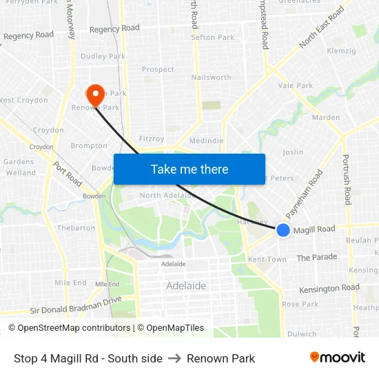Stop 4 Magill Rd - South side to Renown Park map