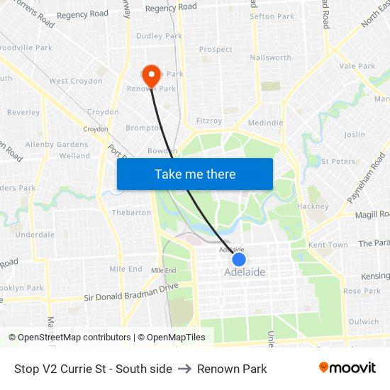 Stop V2 Currie St - South side to Renown Park map