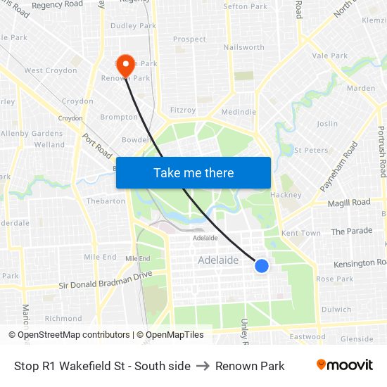 Stop R1 Wakefield St - South side to Renown Park map