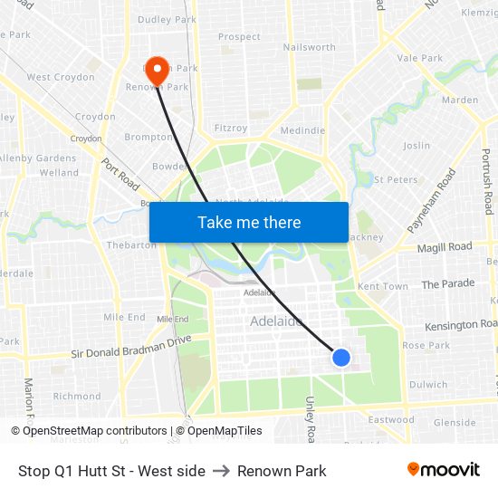 Stop Q1 Hutt St - West side to Renown Park map