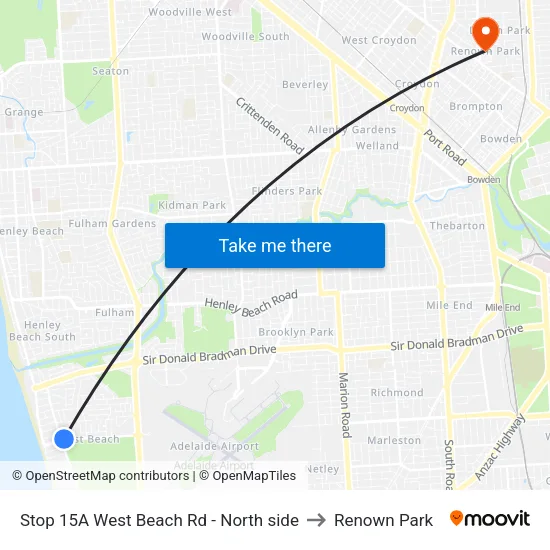 Stop 15A West Beach Rd - North side to Renown Park map