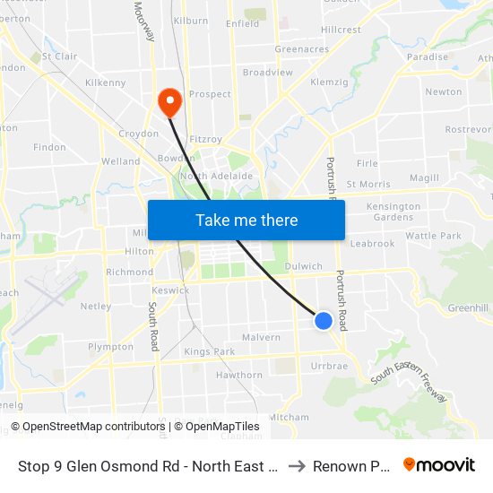 Stop 9 Glen Osmond Rd - North East side to Renown Park map