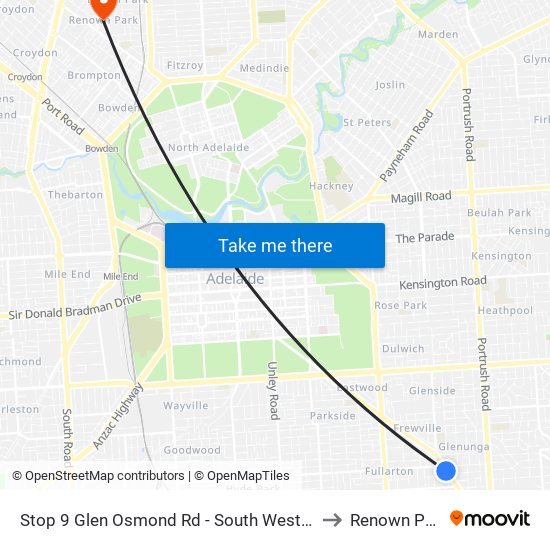 Stop 9 Glen Osmond Rd - South West side to Renown Park map