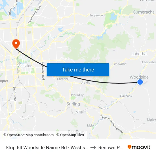 Stop 64 Woodside Nairne Rd - West side to Renown Park map