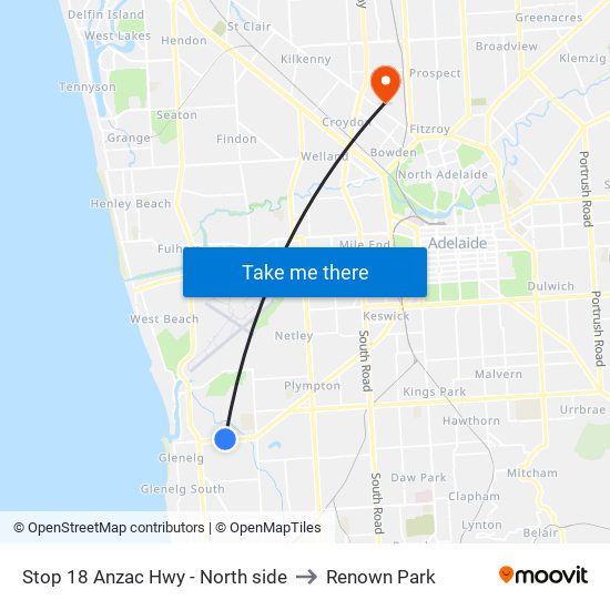Stop 18 Anzac Hwy - North side to Renown Park map