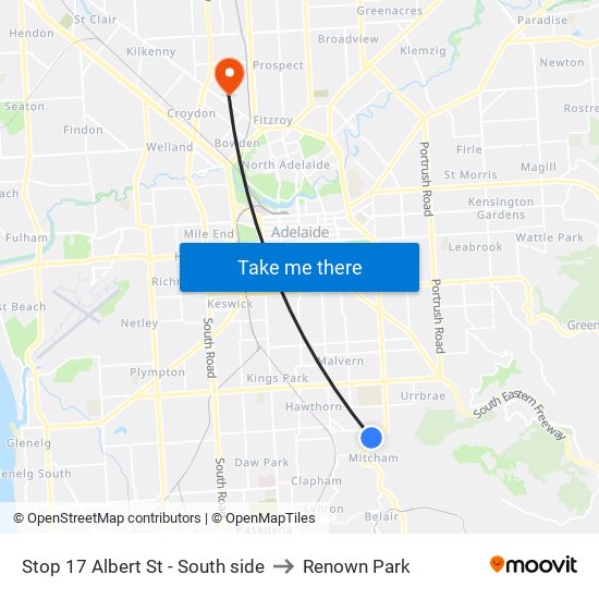 Stop 17 Albert St - South side to Renown Park map