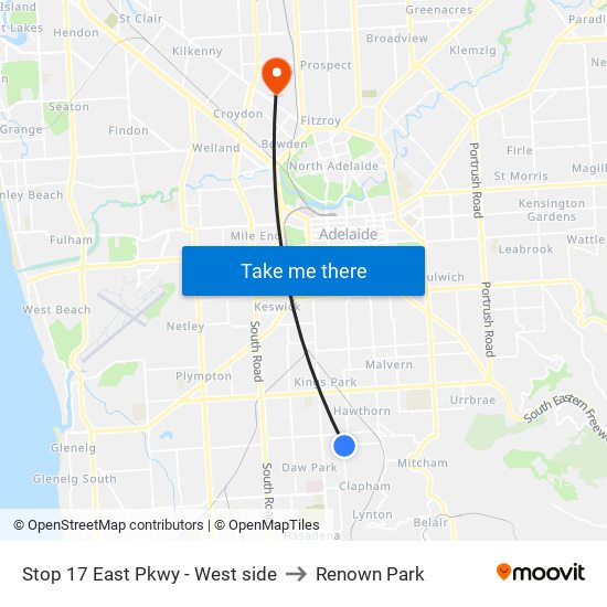 Stop 17 East Pkwy - West side to Renown Park map