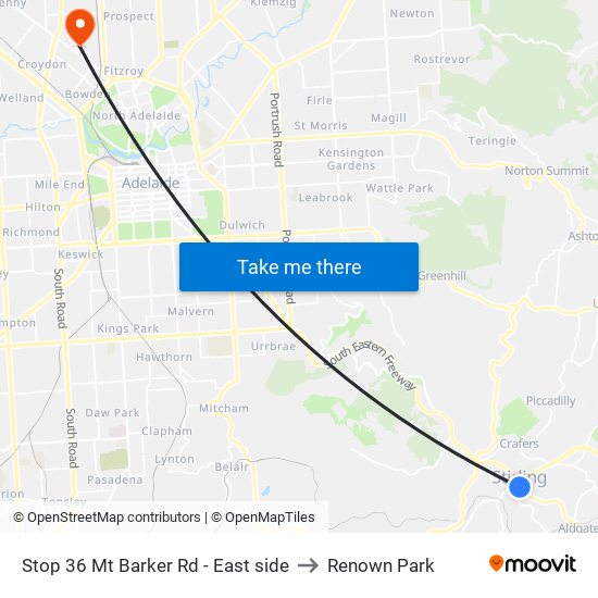 Stop 36 Mt Barker Rd - East side to Renown Park map