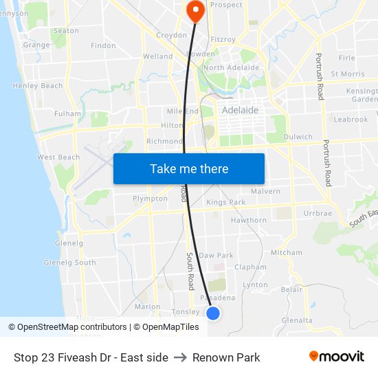 Stop 23 Fiveash Dr - East side to Renown Park map