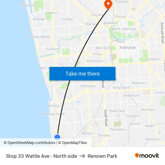 Stop 33 Wattle Ave - North side to Renown Park map