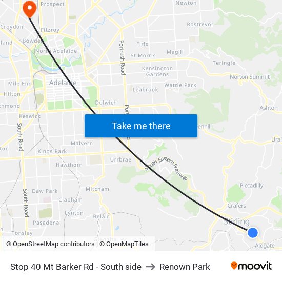 Stop 40 Mt Barker Rd - South side to Renown Park map