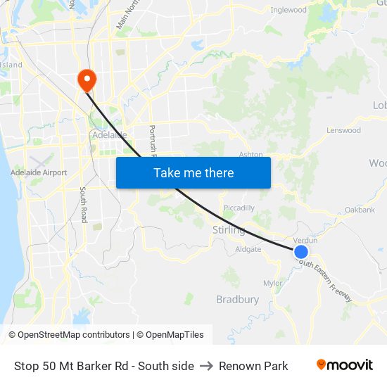 Stop 50 Mt Barker Rd - South side to Renown Park map