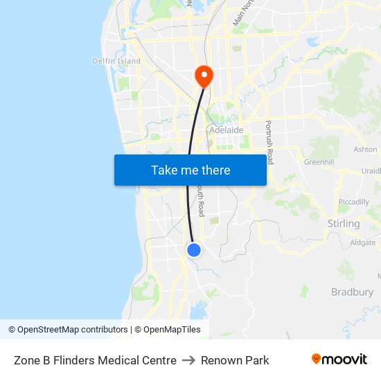 Zone B Flinders Medical Centre to Renown Park map