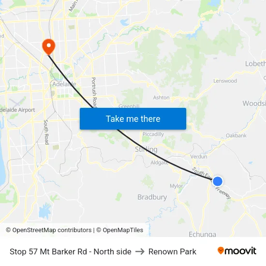 Stop 57 Mt Barker Rd - North side to Renown Park map